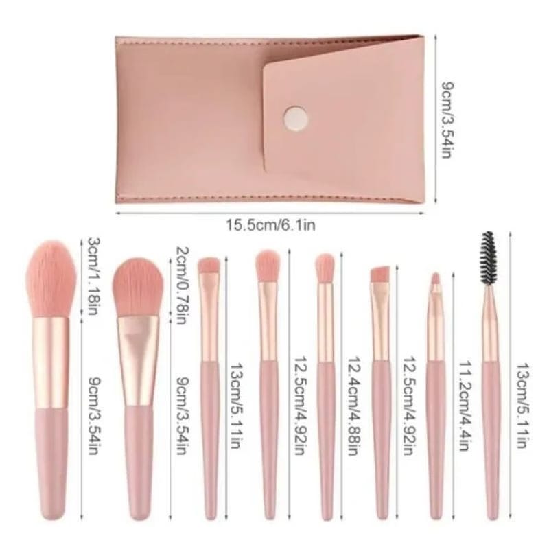 Kit de Pincéis de Maquiagem com Estojo (8 Peças)
