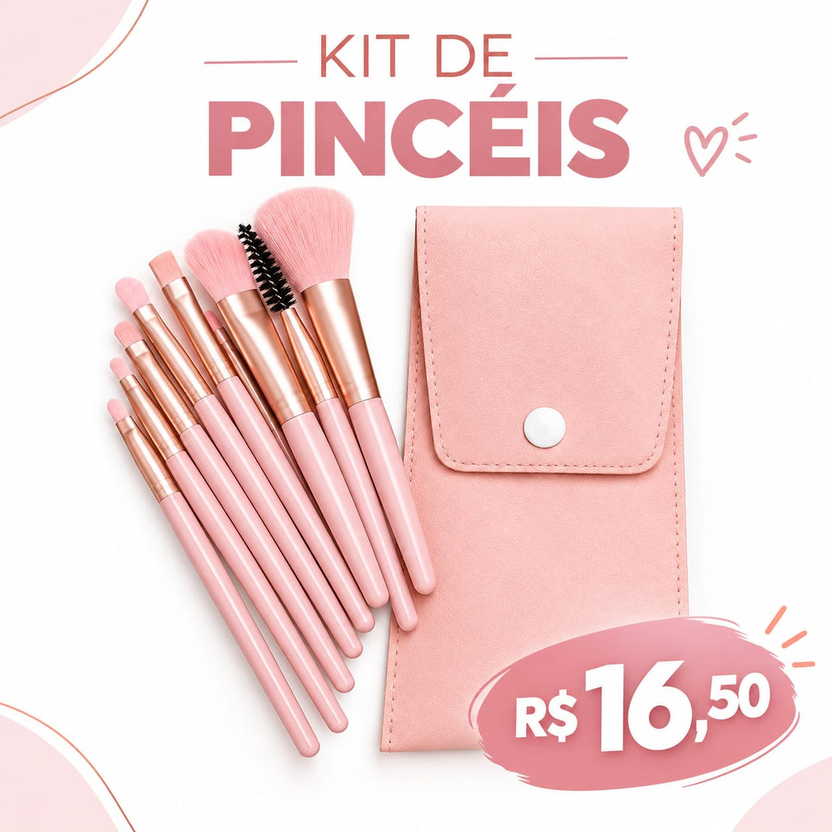 Kit de Pincéis de Maquiagem com Estojo (8 Peças)