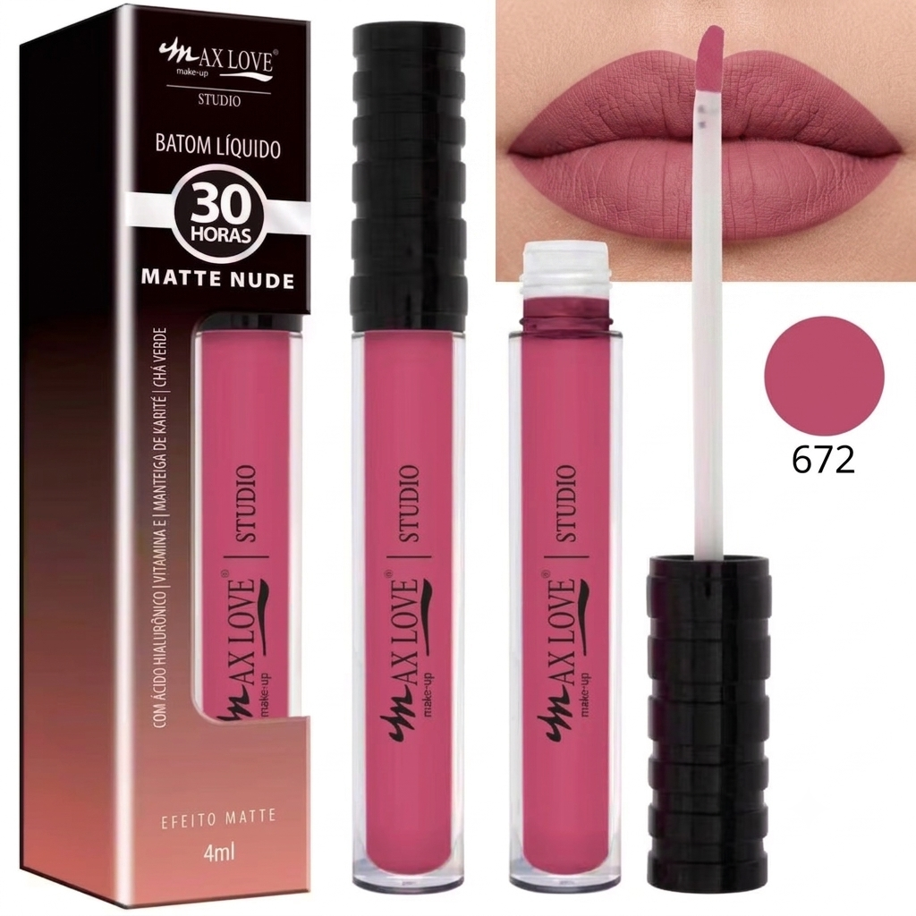 Batom Líquido Matte Max Love Studio: Nude Perfeito que Dura o Dia Todo!