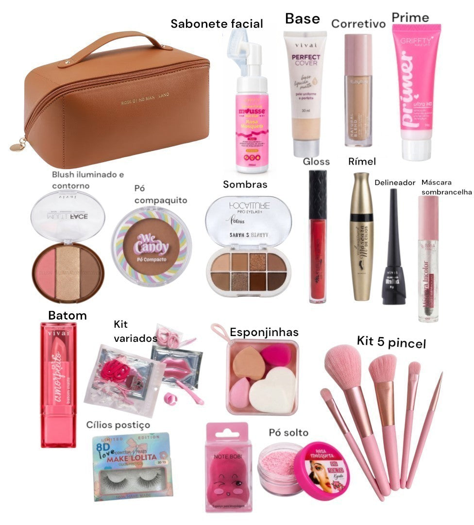 Kit de Maquiagem Super Completo (20 Itens + Mimo Surpresa) 💖