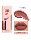 Kit Batom Matte Vivai Duo Lip com Lápis Labial 2 em 1 Efeito Aveludado