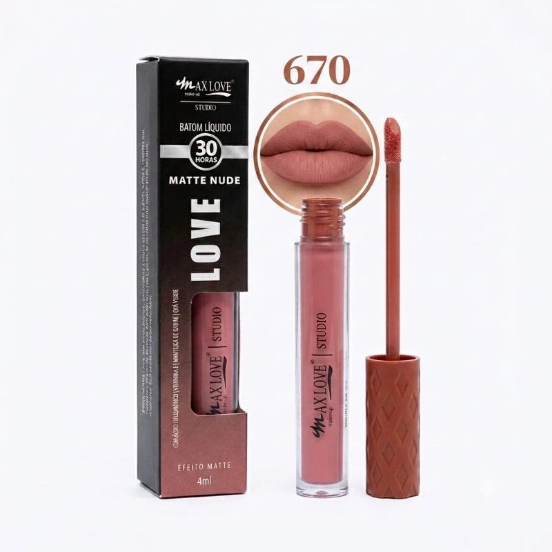 Batom Líquido Matte Max Love Studio: Nude Perfeito que Dura o Dia Todo!