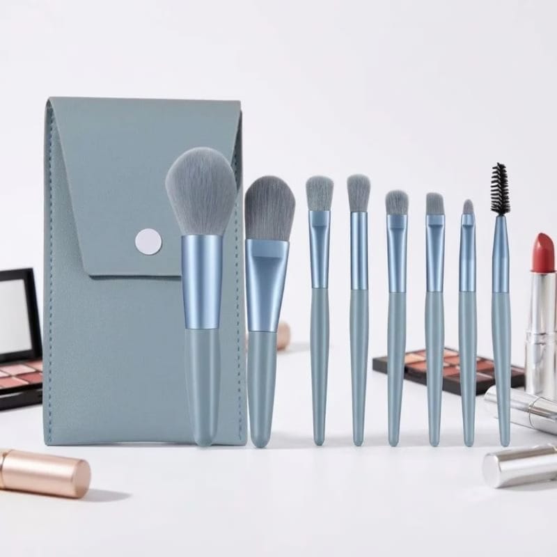 Kit de Pincéis de Maquiagem com Estojo (8 Peças)